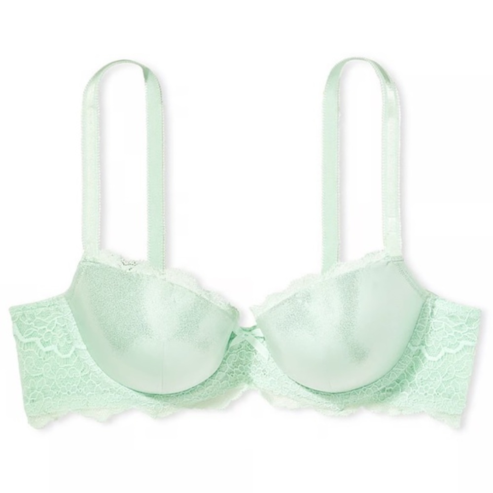 Victoria’s Secret Lightly Lined Smooth Shimmer Demi Bra Mint Green Bra 34DD